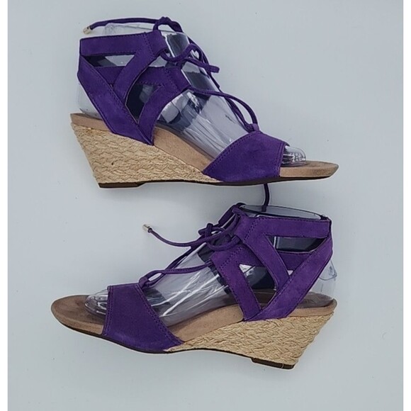 Vionic Noble Purple Tansy Espadrille Strappy Sandals Women's Sz 7 Wedge Heel - Picture 7 of 9